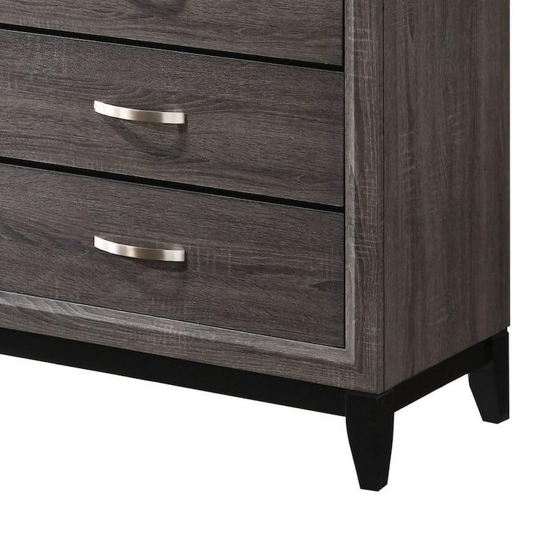 Chest with 5 Storage Drawers and Grain Details, Gray