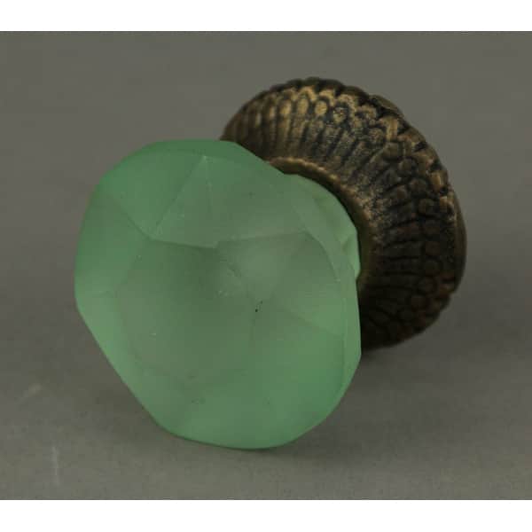 Shop Green Frosted Glass Round Cut Cabinet Knob Or Drawer Pull Set