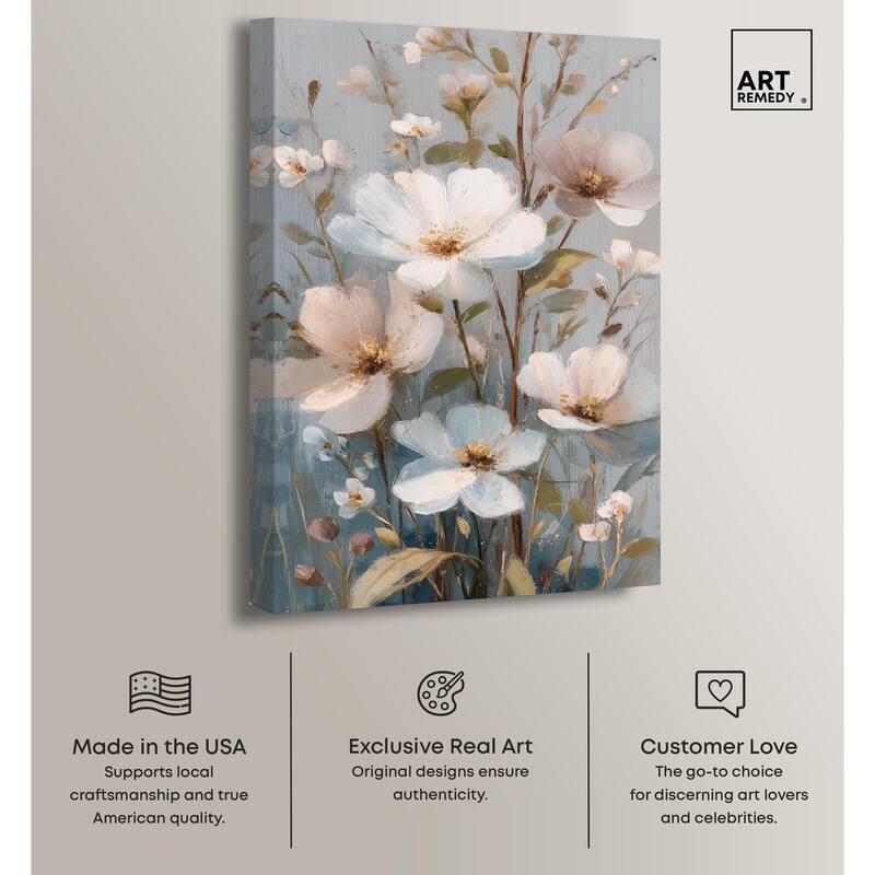 Vintage White Meadow Canvas by Art Remedy, Gallery Wrapped