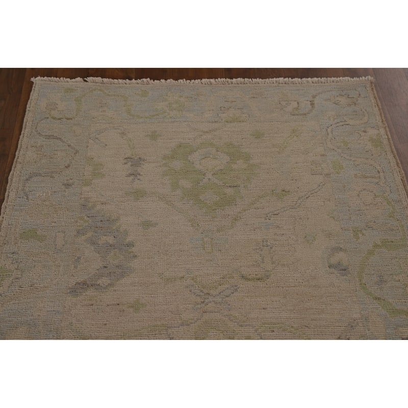 Floral Oushak Turkish Runner Rug Hand-knotted Wool Carpet - 3'1"x 9'10"