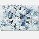 preview thumbnail 2 of 4, Designart 'Indigold Watercolor Flower III' Cottage 3 Panels Oversized Wall CLock - 36 in. wide x 28 in. high - 3 panels
