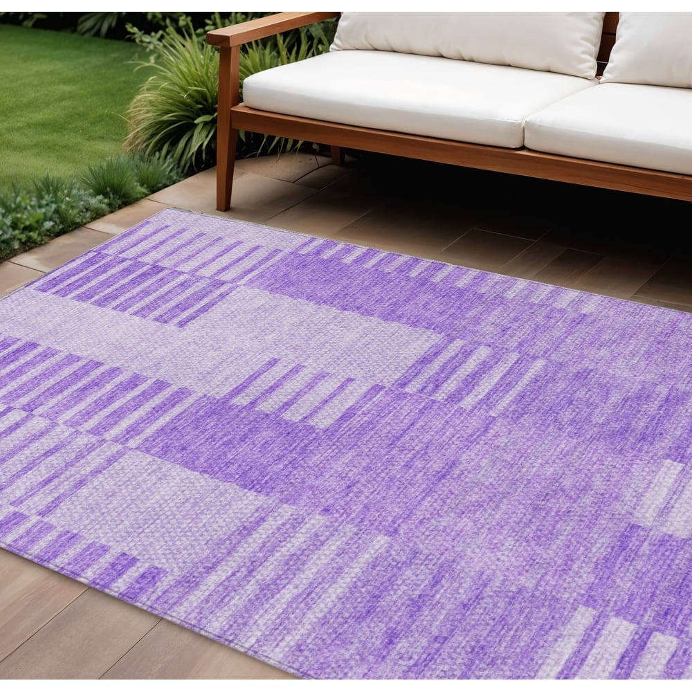 HomeRoots Striped Transitional Rectangle Outdoor Rug
