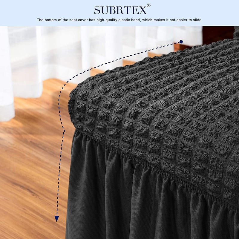 Subrtex Set-of-2 Stretch Dining Chair Cover Ruffle Skirt Slipcovers