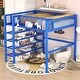 preview thumbnail 3 of 16, Artsy Full Size Metal Loft Bed with 4-Tier Shelves and Storage, Blue