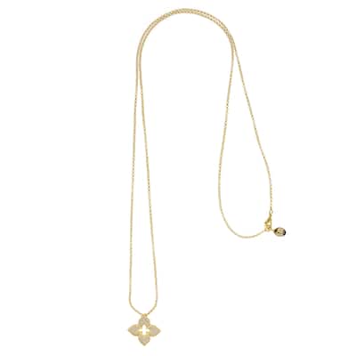 Cubic Zirconia Long Quatrefoil Pendan