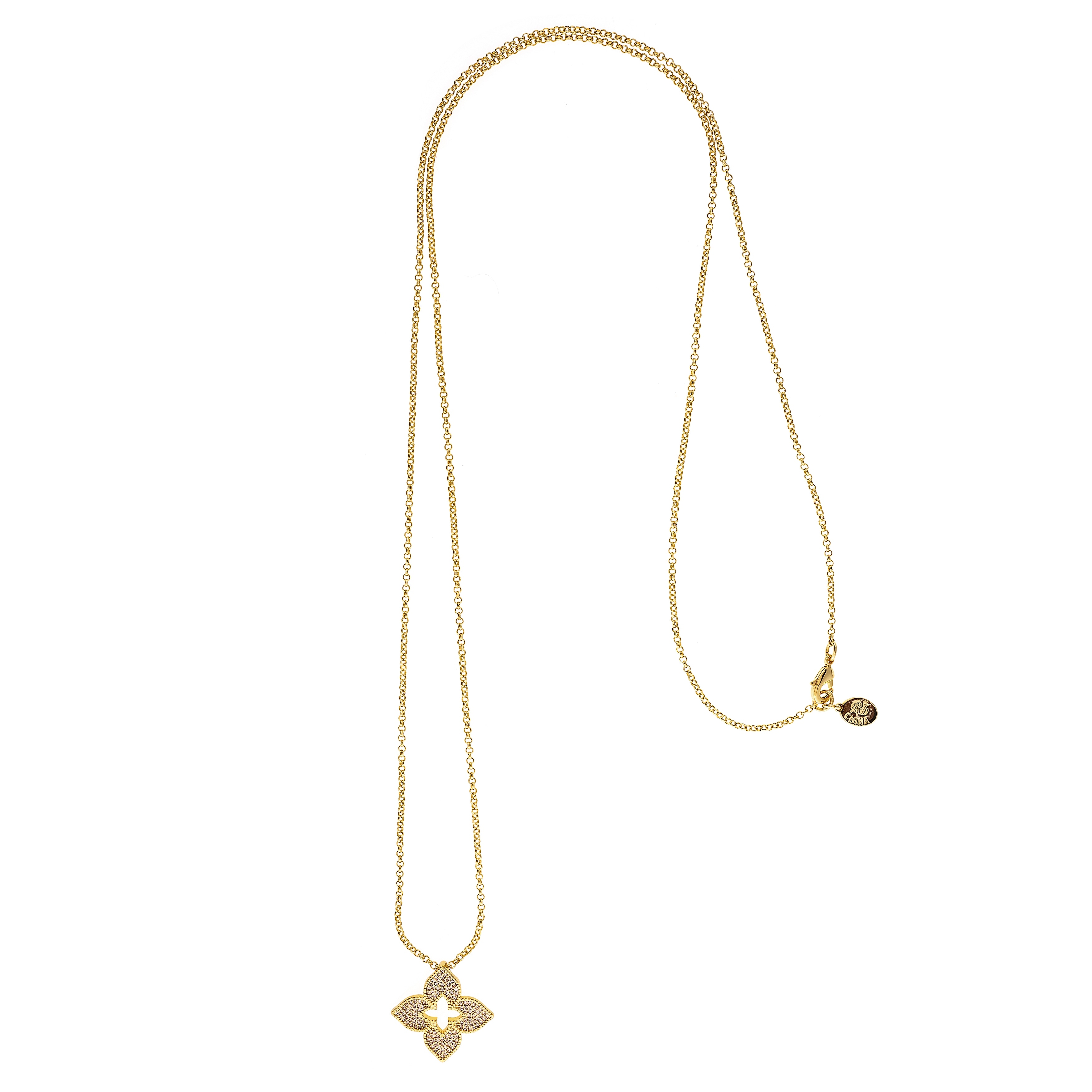Cubic Zirconia Long Quatrefoil Pendan