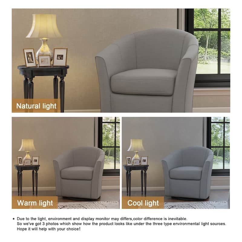 Modern Upholstered Swivel Barrel Chair Living Room Accent Chair
