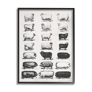 Stupell Vintage Farm Animal Chart Framed Giclee Texturized Wall Art ...