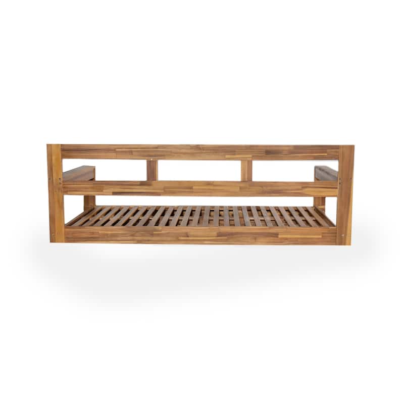 Roomfitters Patio Wooden Porch Swing Daybed Frame, Garden Swing Bench Chair with 4 Hanging Ropes for Backyard
