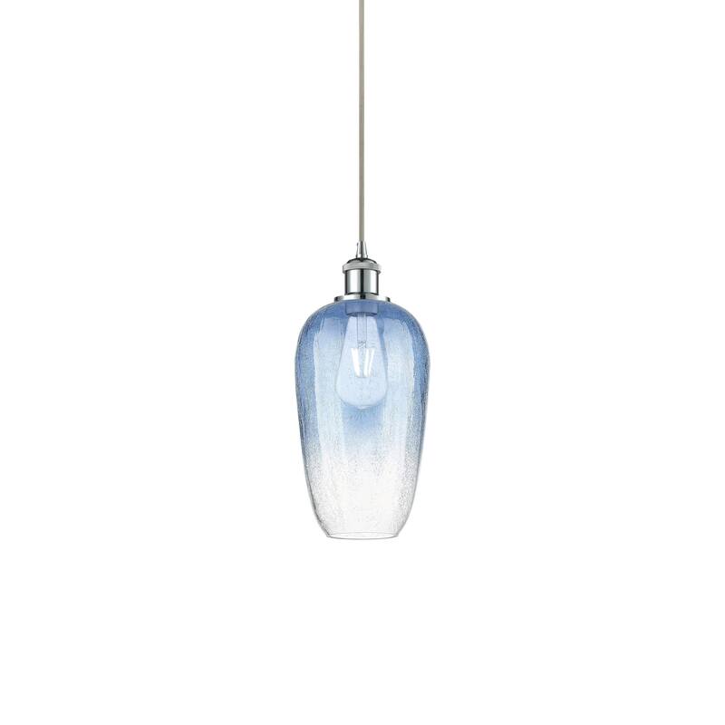 Innovations Lighting 516-1P-15-7 Brookhaven Flute Pendant Brookhaven - Polished Chrome / Sapphire Blue