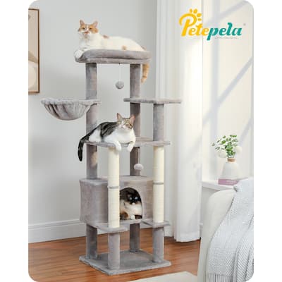 55" Plush Sisal Scratching Posts Indoor Cat Tree