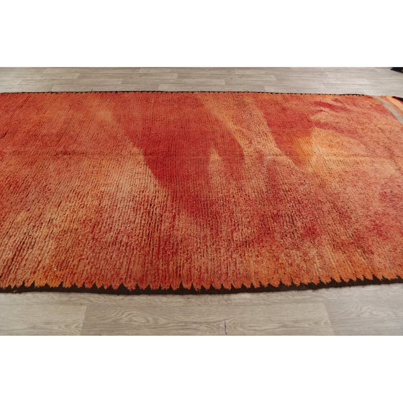 Antique Tribal Moroccan Oriental Area Rug Wool Handmade Carpet - 6'4" x 13'6"
