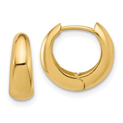 Curata 10k Yellow Gold 15x6mm Polished Graduated Hinged Hoop Earrings