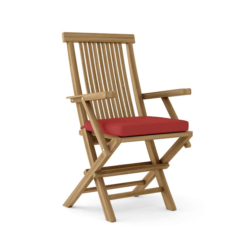 Bristol Teak Outdoor Dining Chair with Arms - Foldable (Set of 2) - N/A