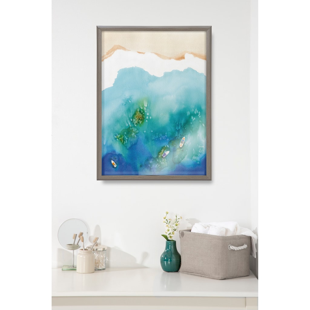Kate and Laurel Blake Voyage Framed Printed Glass by Janet Meinke-Lau