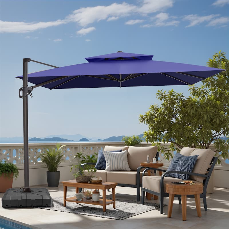 VredHom Patio Outdoor 11 x 11 FT Cantilever-Offset Umbrella with HDPE Base