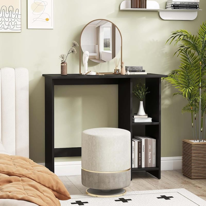 31.5'' Writing Desk Wood Vanity Makeup Table w/ Storage Shelves