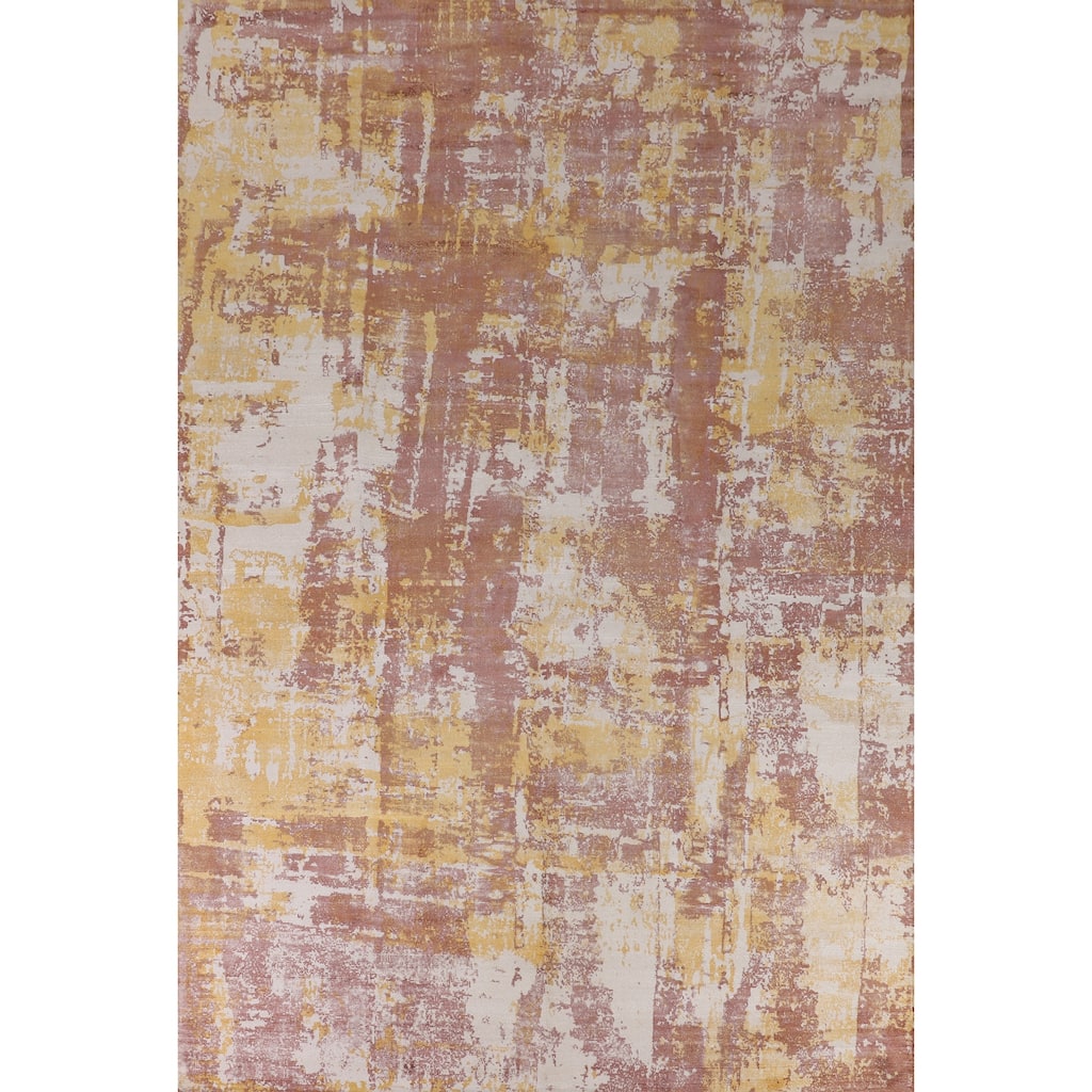 All-Over Contemporary Abstract Area Rug Hand-Knotted Wool Carpet - 9'0" X 12'0"