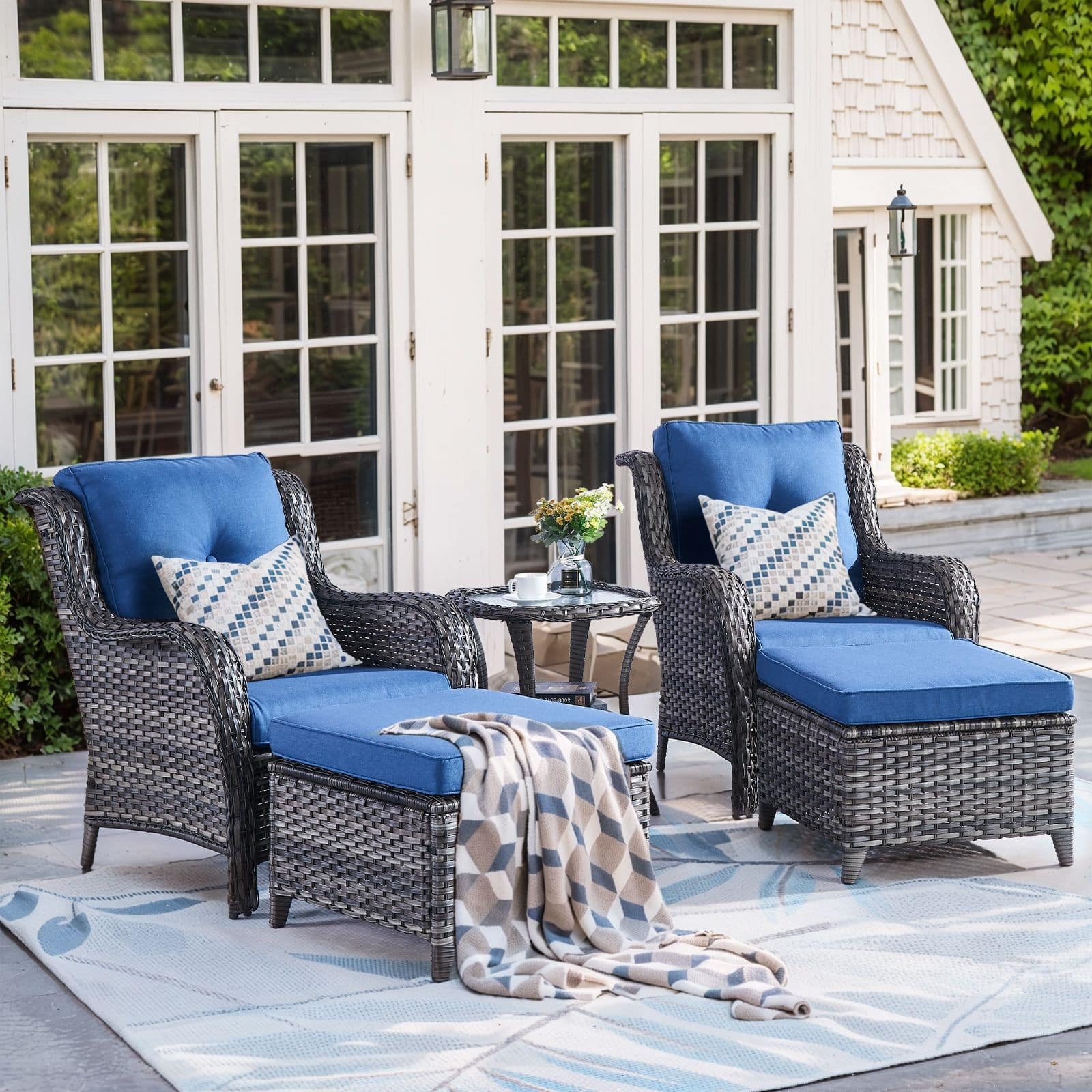 Option Grey Rattan Blue Cushion