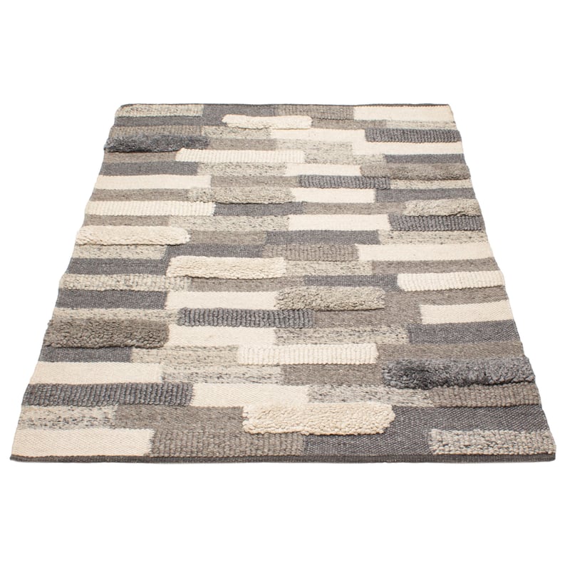 ECARPETGALLERY Braid weave Sienna Grey Wool Rug - 5'9 x 7'10