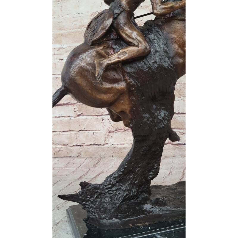 Cheyenne By Frederic Remington Native American Horseback Western Bronze Statue Sculpture 17 Inches X 19 Inches