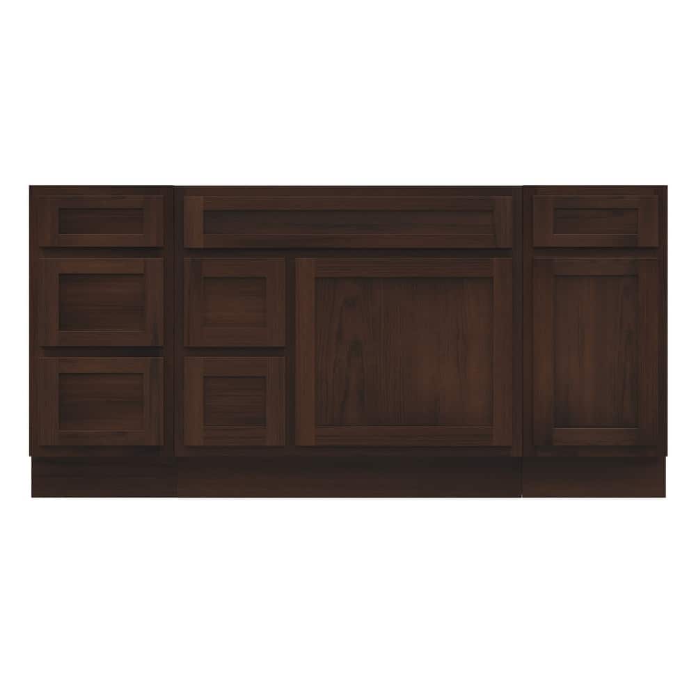 Vanity Art 66" Oak Freestanding Bathroom Vanity Cabinet without Top