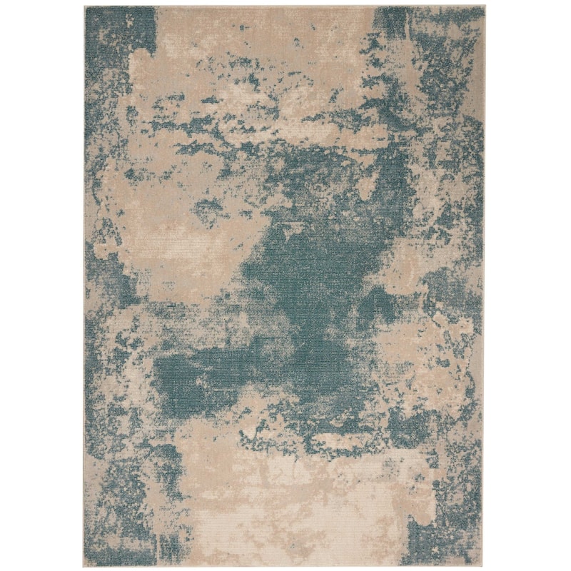 Hisa Power Loomed Abstract Modern Non Skid Stain Resistant Area Rug By HomeRoots - 87' X '63' X '0.5