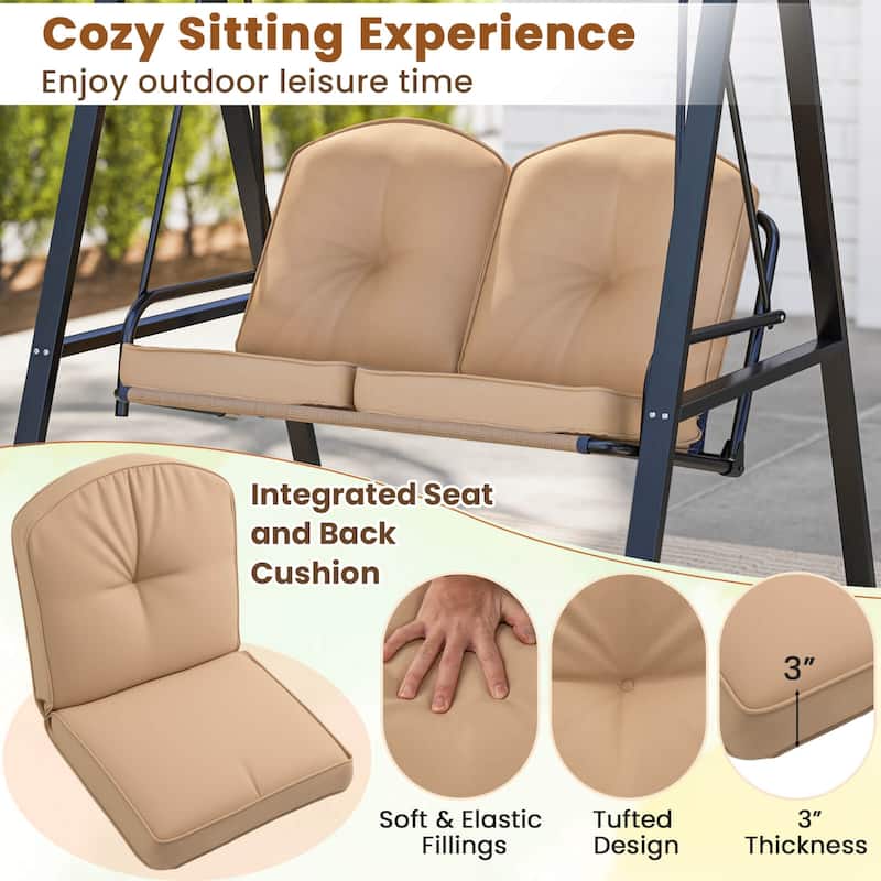 Costway 2-Person Outdoor Porch Swing Swing Loveseat with A-Shaped - See Details