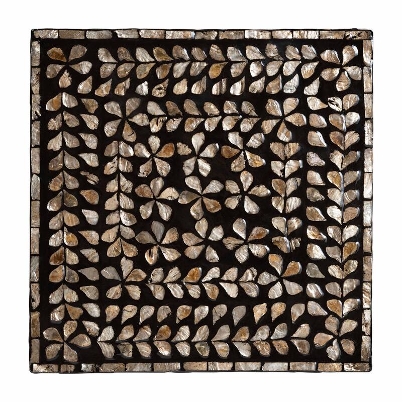 Feronia Modern Bohemian Black and Bronze Mother of Pearl End Table