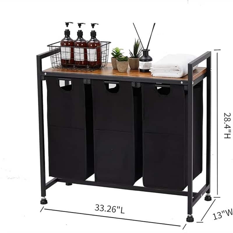 3 X 36L Laundry Bags 2 Tier Adjustable Storage Shelf - 33.2"L x 13"W x 28.4"H