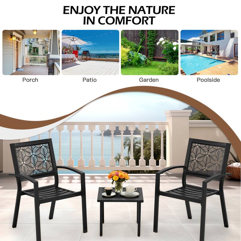 Outdoor 3-Piece Bistro Set, Foldable Patio Dining Sets, Rust-Resistant, Lightweight, Easy to Clean, for Balcony, Garden, Pool