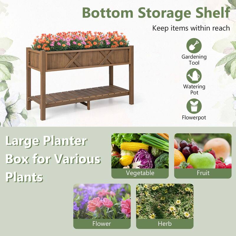 Costway HIPS Raised Garden Bed Poly Wood Elevated Planter Box with - See Details