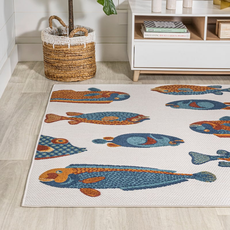 JONATHAN Y Aranciata Modern Fish High-Low Indoor/Outdoor Area Rug