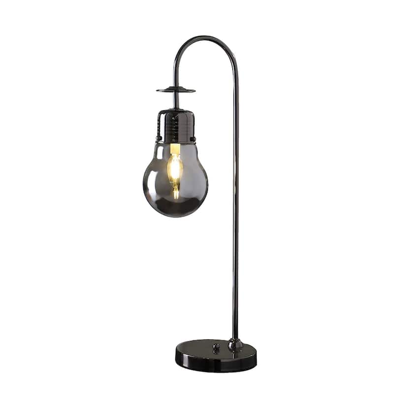 29" 29" Black Metal Desk Integrated LED Lamp with Vintage Streetlight Design and On-Off Inline Switch - 29"H x 7"W x 10"D