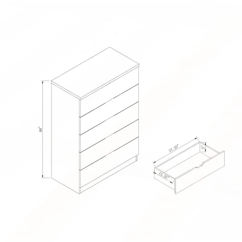 Five Drawer Chest with Metal Handles