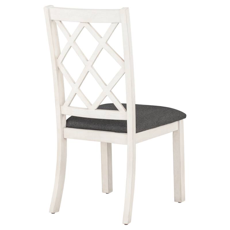 5 Piece Solid Wood Dining Table and Chair Set, Round Kitchen Room Table Set, 4 Dining Chairs with Upholstered Seats