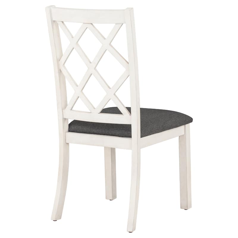 Roomfitters Mid-Century Solid Wood 5-Piece Round Dining Table Set with Upholstered Chairs for Small Spaces