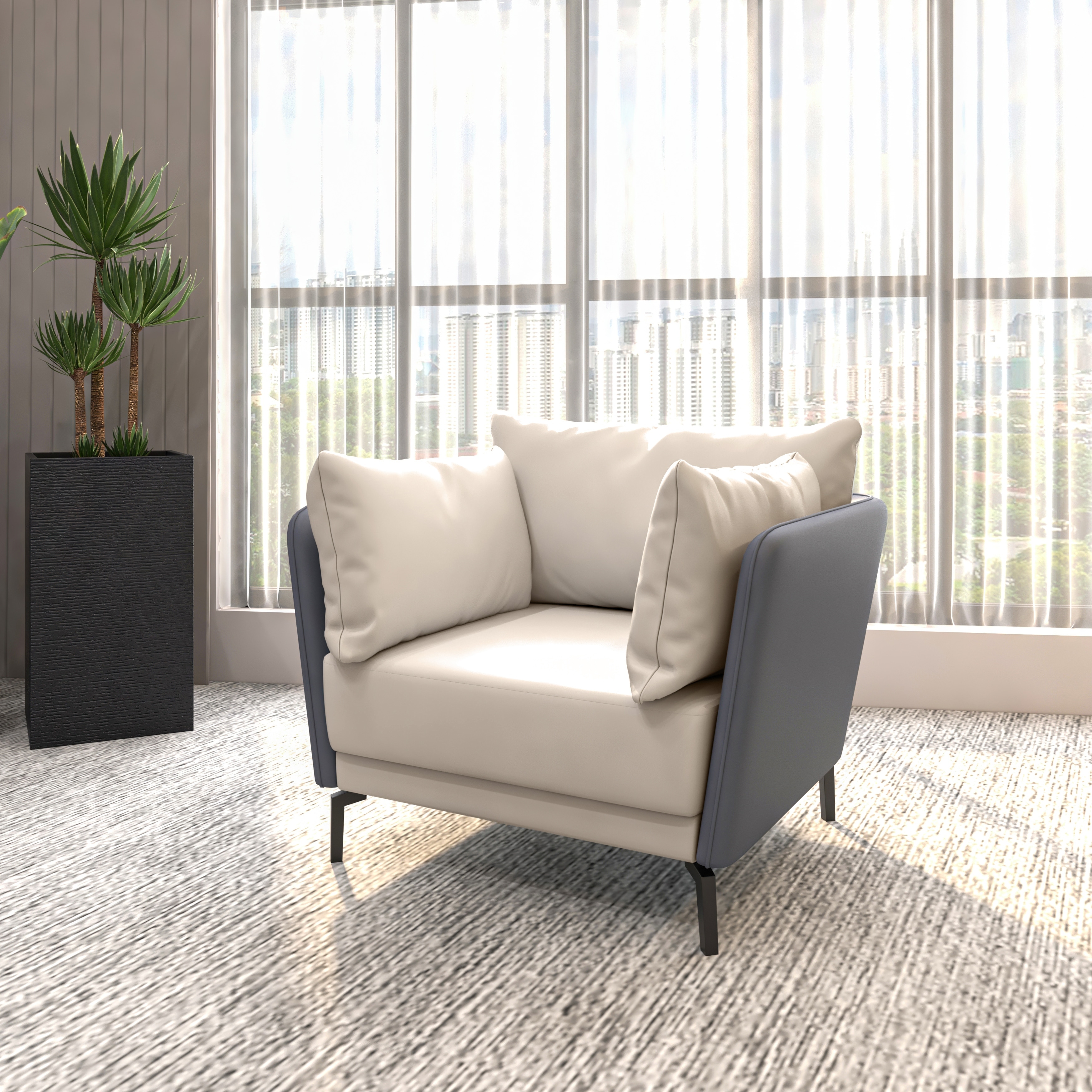 Luxify Upholstered Vegan Leather Single-Seater Sofa in Solid Wood Frame with Metal Legs for Living Room Accent Chair