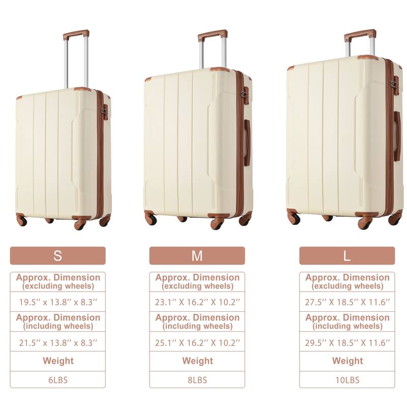 Luggage Sets, 3 Piece Luggage Expandable Suitcase Set, ABS Hardshell 4-Wheel Spinner Luggage with TSA Lock