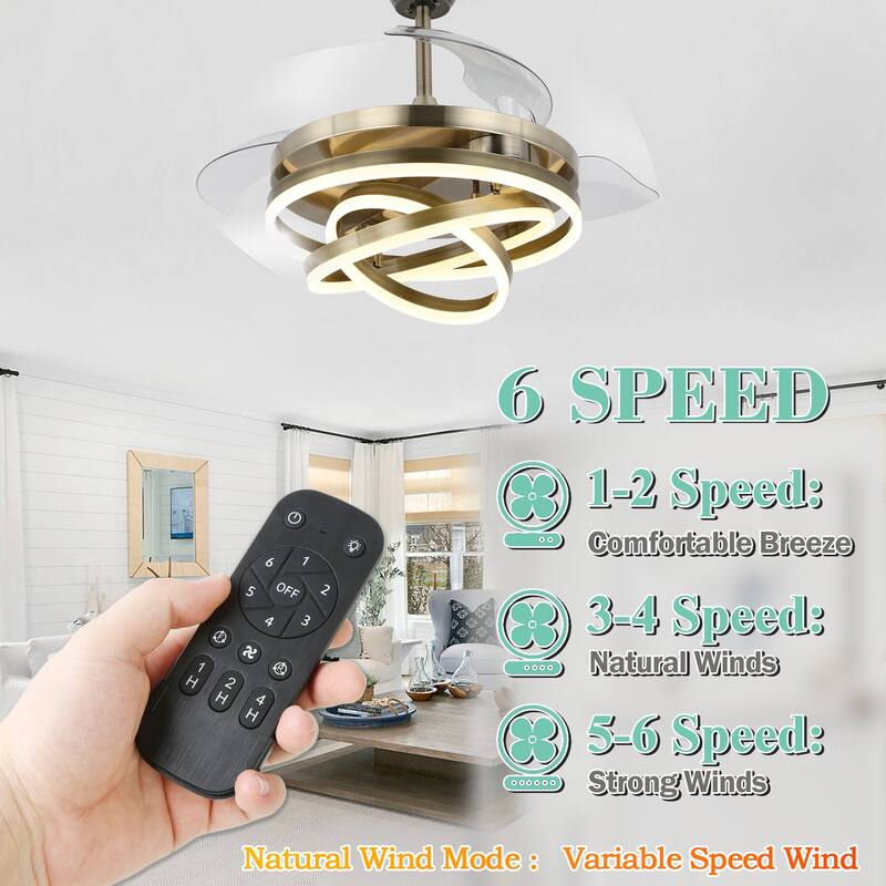 Oaks Aura 42in. LED DIY Shape Modern Ring Ceiling Fan With Lights, 6-Speed Latest DC Motor Remote Control Rose Ceiling Fan