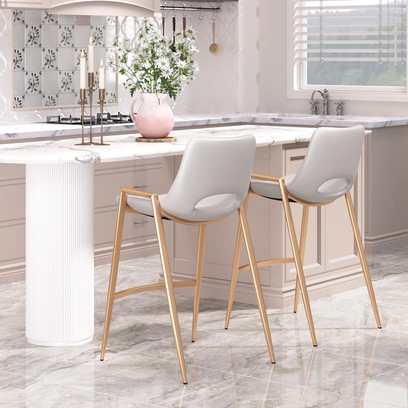 Desi Counter Stool White & Gold