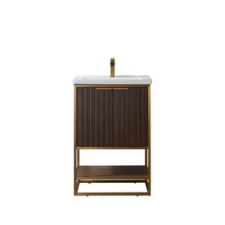 Donostia 24" Vanity in Walnut with under-mount Sink Without Mirror