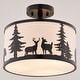preview thumbnail 11 of 9, Acadia 13-in W Bronze Rustic Semi Flush Mount Ceiling Light White Linen Deer Tree - 13-in W x 11.25-in H x 13-in D