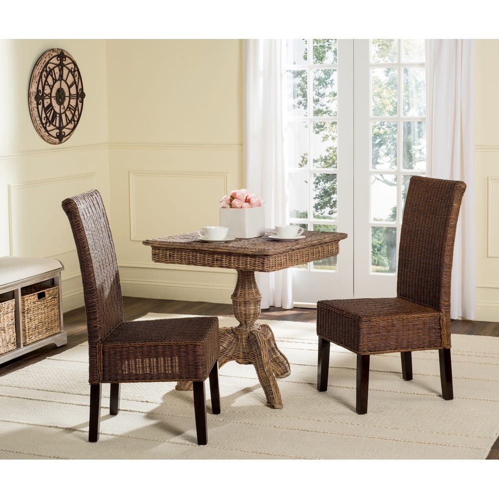 SAFAVIEH Jorine Grey Wicker Dining Chair (Set of 2) - 18.1" x 13.2" x 40.1" - 18Wx13Dx40H