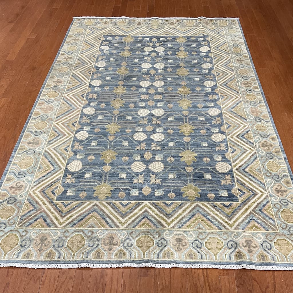 HERAT ORIENTAL Handmade Vegetable Dye Khotan Wool Rug - 6'2" x 8'10"