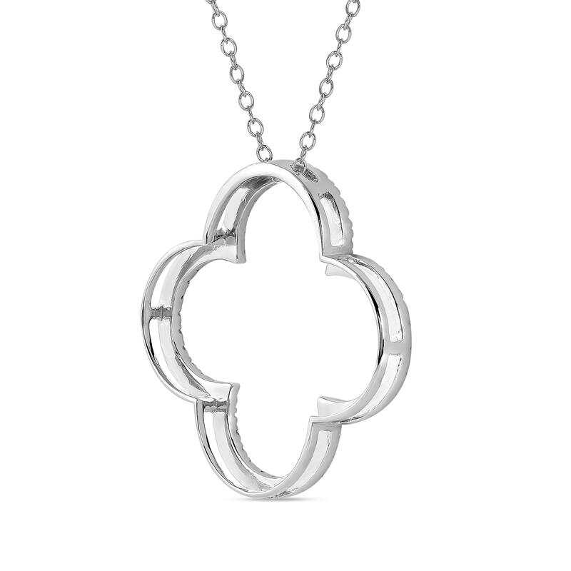 1/6ct - 1ct TDW Diamond 14K Gold Open Clover Pendant Necklace for Women
