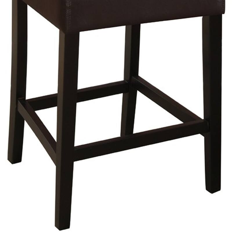 Brown Faux Leather Wooden Bar Chairs Set of 2 with Tufted High Back - 40 H x 18 W x 22 L