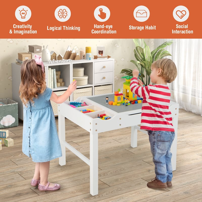 Wooden Kids Multi Activity Play Table with Storage Paper Roll - 34" x 23.5" x 22.5" (L x W x H)
