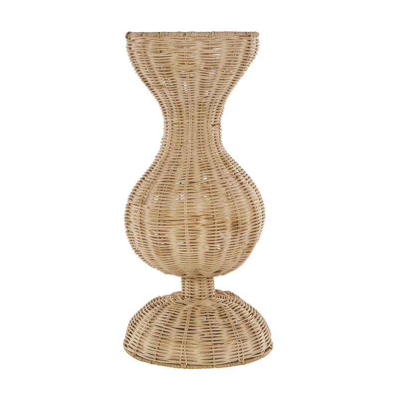 Rattan Handmade Woven Hourglass Decorative Vase with Dome Base - Brown - Roche River Decor