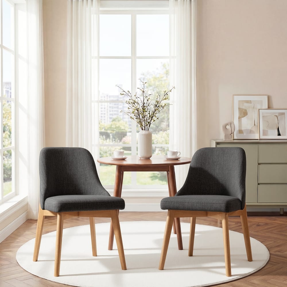 Upholstered Side Chair Dining Chairs Kitchen Chairs with Wood Legs Set of 2